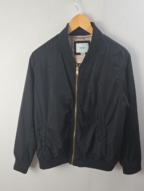 Old Navy Vintage Y2K Black Satin-Lined Bomber Jacket - Women's Sz XL 90's Boho